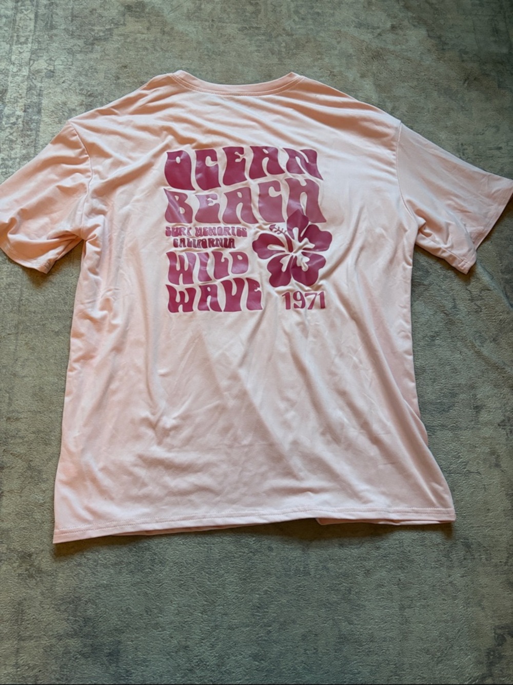 SHEIN Pink Graphic 'Ocean Beach Wild Wave' Short Sleeve Tee